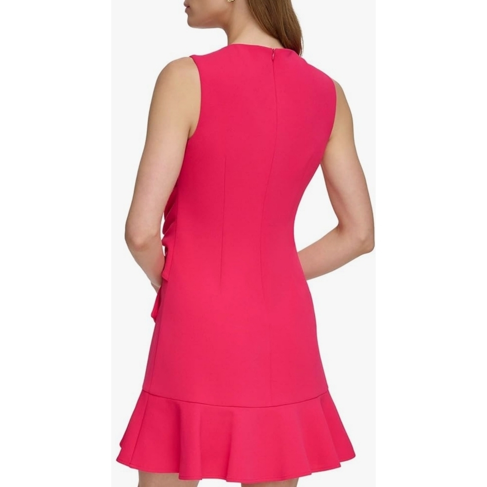 Eliza J Sleeveless Stretch Crepe Shift dress with Bow detail Hot Pink Size 4 - Picture 3 of 16
